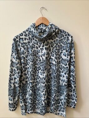Kim & Co Vintage Leopard Print Cowlneck Sweater